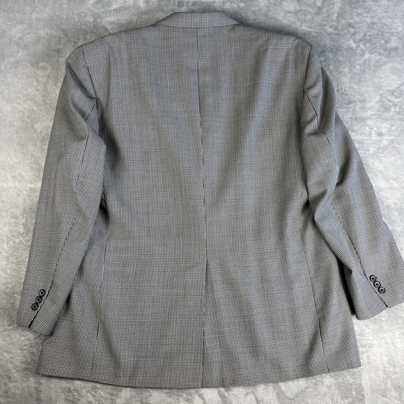 Stafford Houndstooth Check Blazer Mens 48R 2-Button Sport Coat Green Blue Jacket - Picture 3 of 10